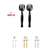 Disposable black plastic serving forks, offering convenience and effortless cleanup for large gatherings