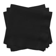 Disposable black velvet cocktail napkins with soft paper texture, 10-inch square, bulk pack of 600