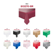 Disposable burgundy plastic tablecloth in a rectangular 54 x 108 size, perfect for quick and easy cleanup after events and parties.