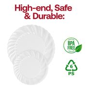 Disposable clear flair plates, 9-inch size, durable plastic, BPA-free
