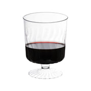 Disposable clear plastic pedestal wine glasses, 8 oz., lightweight yet sturdy, great for easy cleanup at parties and special occasions