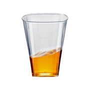 Disposable clear plastic square shot glasses, 2 oz., lightweight yet sturdy, great for quick cleanup at parties and celebrations