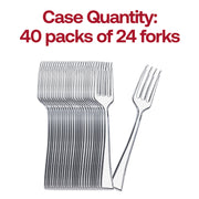 Disposable clear plastic tasting forks, 4-inch size, case of 960, perfect for events, weddings, and cocktail parties