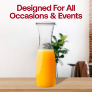 Disposable clear plastic wine carafes with lids, 35 oz, lightweight yet sturdy, great for easy cleanup at parties and events