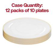 Disposable clear plates with gold rim and soft rounded edges for stylish events
