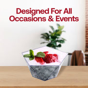 Disposable clear star pentagon dessert cups, 3.25" x 3.25", 3.5 oz capacity, perfect for single-serving desserts, 288 cups per case.