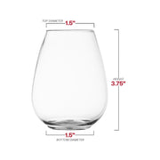 Disposable clear stemless mini goblets, 4 oz, lightweight yet sturdy, perfect for hassle-free cleanup at parties and events, measuring 1.5” x 3.75”