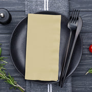 Disposable ivory dinner napkin with smooth paper texture, ideal for events, 16 x 16 inches, sold in 600 count.