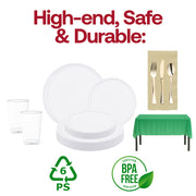Disposable plates and cups ensure convenience for large game-day gatherings.