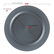 Disposable round appetizer plates in matte charcoal gray, 7.5-inch size, perfect for events, pack of 120