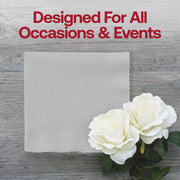Disposable shimmering silver cocktail napkins, 10" x 10", offering easy cleanup while adding a sophisticated touch to any occasion.