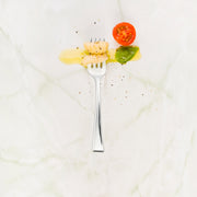 Disposable shiny metallic silver mini plastic tasting forks, 4 inches, designed for easy cleanup after events, case of 960