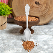 Disposable silver baroque plastic spoons, 7.3 inches, case of 600 – Sturdy yet stylish cutlery with an intricate design, ideal for weddings and parties.