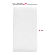 Disposable white buffet napkin made of linen-like premium paper, 15.8 x 15.8 inches, comes in a 288-count case.