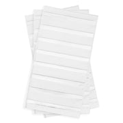 Disposable white dinner napkins with silver stripe design, 16-inch square, perfect for weddings and receptions