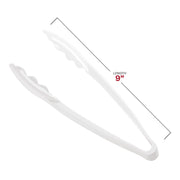 Disposable white plastic serving tongs, BPA-free for safe use at events and parties