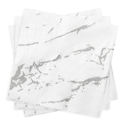 White with Silver Marble Paper Beverage/Cocktail Napkins Secondary | Smarty Had A Party