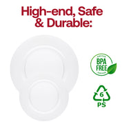 Durable 13-inch clear plastic charger plates, disposable design, BPA-free