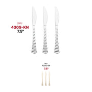 Durable 7.5-inch shiny silver disposable plastic knives, strong and lightweight, designed for easy handling and cutting