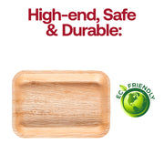 Durable 9x6-inch rectangular dessert plates made of natural palm leaf, sustainable and disposable, BPA-free