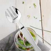 Durable and disposable 9.75-inch silver plastic serving forks for convenient food service