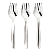 Durable and disposable 9.75-inch silver plastic serving forks for convenient food service