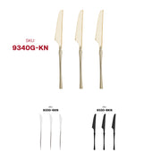 Durable and disposable Moderno gold plastic dinner knives, 8.8 inches, case of 240, perfect for easy cleanup