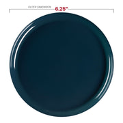 Durable and elegant 6.25-inch disposable plastic plates with a flat round shape in navy blue