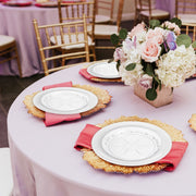 Durable clear floral plates hold entrées and desserts without bending or breaking