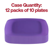 Durable disposable plastic purple plates, 8.5 inches, rounded square style, BPA-Free
