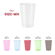 Durable plastic white cups for simple drink service, ideal for catering or home events