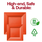 Durable tropical coral plastic cake plates with a modern square shape, 6.5 inches, BPA-free
