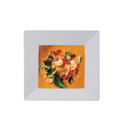 Durable white square plastic dessert bowls, 5 oz capacity, 4.75-inch dimensions, perfect for parties and events
