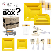 Eco-conscious and BPA-free, the Yellow Square Disposable Plastic Tableware Set delivers safe, stylish tableware solutions