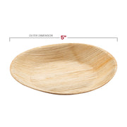 Eco-friendly 5-inch round disposable pastry plates made from palm leaves