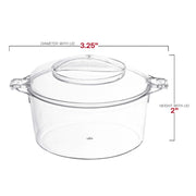 Eco-friendly clear round mini dessert pots, 3.4 oz capacity, 3.25" diameter, perfect for sustainable event use, 288 pots per case.