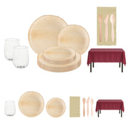 Eco-friendly palm leaf plates and birch cutlery define The Mashed Potatoes Set for rustic celebrations.