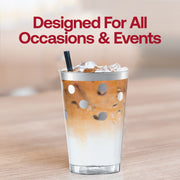 Elegant 12 oz clear plastic tumblers with silver dots, perfect for weddings, anniversaries, and upscale celebrations
