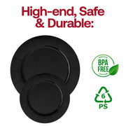 Elegant 13-inch black paper charger plates, disposable design, BPA-free
