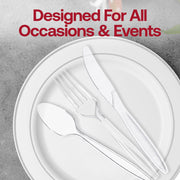 Elegant 7.5-inch clear plastic knives, adding a refined touch to weddings, banquets, and formal gatherings