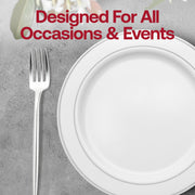 Elegant 8.4" shiny silver disposable dinner forks, case of 300, with a modern design perfect for upscale events