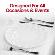 Elegant 9-inch clear plastic plates with a flared edge, 180-pack, perfect for stylish food presentation at events