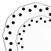 Elegant White Disposable Plates with Black Dots for a Modern and Bold Look
