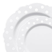 Elegant White Disposable Plates with Silver Dots for a Modern Touch