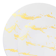 Elegant White Plates with Gold Marble Stroke Design for a Chic Dining Experience