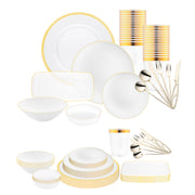 Elegant White with Gold Moonlight Round Wedding Value Set offers premium disposable tableware for upscale events