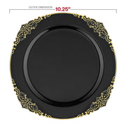 Elegant and BPA-free, the Black with Gold Fancy Round Set is made from recyclable plastic for safe use
