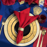 Elegant black dinner plates featuring a gold marble-patterned rim, 10.25 inches in diameter, made of durable plastic, 120-pack