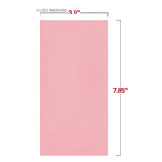 Elegant classic pink paper dinner napkins, 16" x 16", with a delicate pastel hue, ideal for weddings, baby showers, and formal events