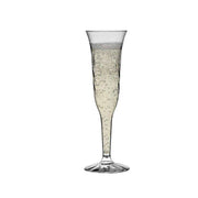 Elegant clear plastic champagne flutes, 5 oz., featuring a classic flute shape, perfect for formal dinners, receptions, and stylish celebrations
